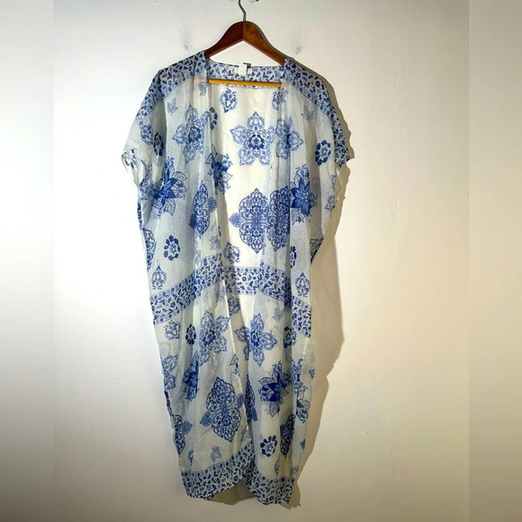 Mudd Sweaters - MUDD China Blue Sheer Kimono